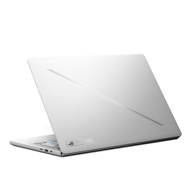 2024 Rog Zephyrus G14 Platinum White Lid With Slash Lighting